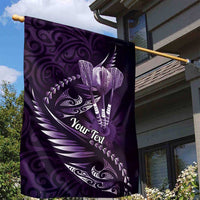 Personalised All Purple New Zealand Darts Garden Flag Aoteroa Fern Maori Galaxy Style LT14 - Polynesian Pride