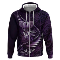 Personalised All Purple New Zealand Darts Hoodie Aoteroa Fern Maori Galaxy Style LT14 Zip Hoodie Purple - Polynesian Pride