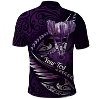 Personalised All Purple New Zealand Darts Polo Shirt Aoteroa Fern Maori Galaxy Style