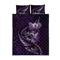 Personalised All Purple New Zealand Darts Quilt Bed Set Aoteroa Fern Maori Galaxy Style LT14 - Polynesian Pride