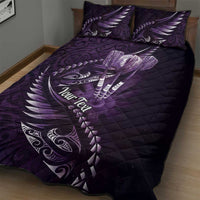 Personalised All Purple New Zealand Darts Quilt Bed Set Aoteroa Fern Maori Galaxy Style LT14 - Polynesian Pride