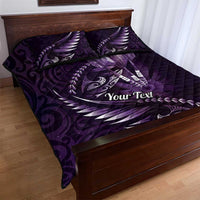 Personalised All Purple New Zealand Darts Quilt Bed Set Aoteroa Fern Maori Galaxy Style LT14 - Polynesian Pride