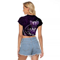 Personalised All Purple New Zealand Darts Raglan Cropped T Shirt Aoteroa Fern Maori Galaxy Style LT14 - Polynesian Pride