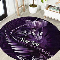 Personalised All Purple New Zealand Darts Round Carpet Aoteroa Fern Maori Galaxy Style LT14 Purple - Polynesian Pride