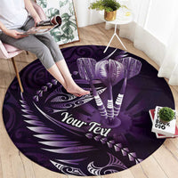 Personalised All Purple New Zealand Darts Round Carpet Aoteroa Fern Maori Galaxy Style LT14 - Polynesian Pride