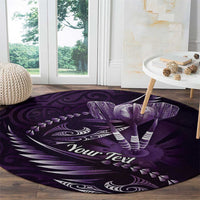 Personalised All Purple New Zealand Darts Round Carpet Aoteroa Fern Maori Galaxy Style LT14 - Polynesian Pride