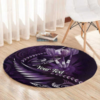 Personalised All Purple New Zealand Darts Round Carpet Aoteroa Fern Maori Galaxy Style LT14 - Polynesian Pride