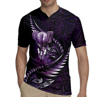 Personalised All Purple New Zealand Darts Rugby Jersey Aoteroa Fern Maori Galaxy Style LT14 - Polynesian Pride