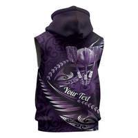 Personalised All Purple New Zealand Darts Sleeveless Zip Hoodie Aoteroa Fern Maori Galaxy Style - Polynesian Pride