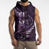 Personalised All Purple New Zealand Darts Sleeveless Zip Hoodie Aoteroa Fern Maori Galaxy Style LT14 - Polynesian Pride