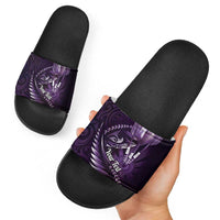 Personalised All Purple New Zealand Darts Slide Sandals Aoteroa Fern Maori Galaxy Style - Polynesian Pride