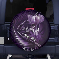Personalised All Purple New Zealand Darts Spare Tire Cover Aoteroa Fern Maori Galaxy Style LT14 No hole Purple - Polynesian Pride