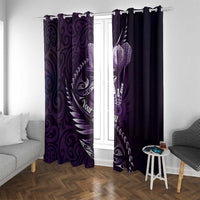 Personalised All Purple New Zealand Darts Window Curtain Aoteroa Fern Maori Galaxy Style LT14 With Grommets Purple - Polynesian Pride