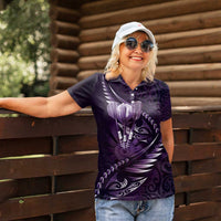 Personalised All Purple New Zealand Darts Women Polo Shirt Aoteroa Fern Maori Galaxy Style LT14 - Polynesian Pride