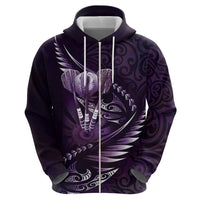 Personalised All Purple New Zealand Darts Zip Hoodie Aoteroa Fern Maori Galaxy Style LT14 - Polynesian Pride