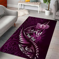 Personalised All Pink New Zealand Darts Area Rug Aoteroa Fern Maori Galaxy Style