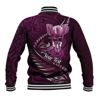Personalised All Pink New Zealand Darts Baseball Jacket Aoteroa Fern Maori Galaxy Style LT14 - Polynesian Pride