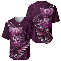 Personalised All Pink New Zealand Darts Baseball Jersey Aoteroa Fern Maori Galaxy Style LT14 - Polynesian Pride