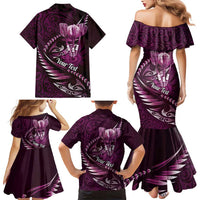 Personalised All Pink New Zealand Darts Family Matching Mermaid Dress and Hawaiian Shirt Aoteroa Fern Maori Galaxy Style LT14 - Polynesian Pride