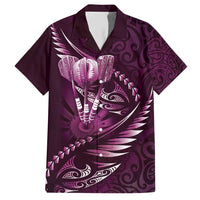 Personalised All Pink New Zealand Darts Hawaiian Shirt Aoteroa Fern Maori Galaxy Style LT14 Pink - Polynesian Pride