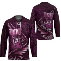 Personalised All Pink New Zealand Darts Hockey Jersey Aoteroa Fern Maori Galaxy Style LT14 - Polynesian Pride