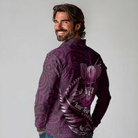 Personalised All Pink New Zealand Darts Long Sleeve Polo Shirt Aoteroa Fern Maori Galaxy Style LT14 - Polynesian Pride