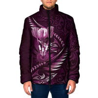 Personalised All Pink New Zealand Darts Padded Jacket Aoteroa Fern Maori Galaxy Style - Polynesian Pride