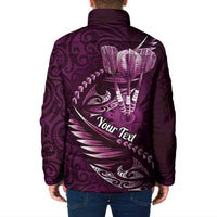 Personalised All Pink New Zealand Darts Padded Jacket Aoteroa Fern Maori Galaxy Style - Polynesian Pride