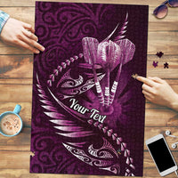 Personalised All Pink New Zealand Darts Puzzle Aoteroa Fern Maori Galaxy Style - Polynesian Pride