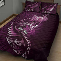 Personalised All Pink New Zealand Darts Quilt Bed Set Aoteroa Fern Maori Galaxy Style LT14 - Polynesian Pride