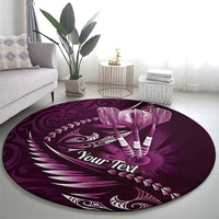 Personalised All Pink New Zealand Darts Round Carpet Aoteroa Fern Maori Galaxy Style LT14 - Polynesian Pride