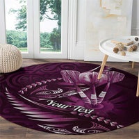 Personalised All Pink New Zealand Darts Round Carpet Aoteroa Fern Maori Galaxy Style LT14 - Polynesian Pride
