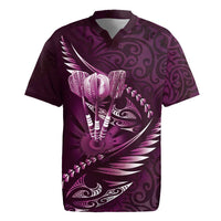 Personalised All Pink New Zealand Darts Rugby Jersey Aoteroa Fern Maori Galaxy Style LT14 Pink - Polynesian Pride