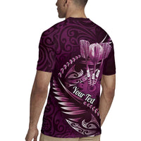 Personalised All Pink New Zealand Darts Rugby Jersey Aoteroa Fern Maori Galaxy Style LT14 - Polynesian Pride