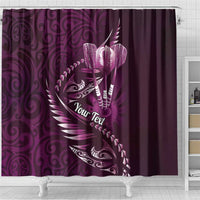 Personalised All Pink New Zealand Darts Shower Curtain Aoteroa Fern Maori Galaxy Style LT14 - Polynesian Pride