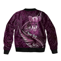 Personalised All Pink New Zealand Darts Sleeve Zip Bomber Jacket Aoteroa Fern Maori Galaxy Style LT14 - Polynesian Pride