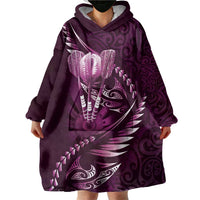 Personalised All Pink New Zealand Darts Wearable Blanket Hoodie Aoteroa Fern Maori Galaxy Style LT14 - Polynesian Pride