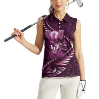 Personalised All Pink New Zealand Darts Women Sleeveless Polo Shirt Aoteroa Fern Maori Galaxy Style LT14 - Polynesian Pride