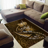 Personalised All Gold New Zealand Darts Area Rug Aoteroa Fern Maori Galaxy Style