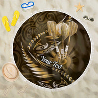Personalised All Gold New Zealand Darts Beach Blanket Aoteroa Fern Maori Galaxy Style LT14 One Size 150cm Gold - Polynesian Pride