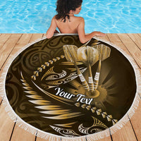 Personalised All Gold New Zealand Darts Beach Blanket Aoteroa Fern Maori Galaxy Style LT14 - Polynesian Pride