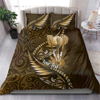 Personalised All Gold New Zealand Darts Bedding Set Aoteroa Fern Maori Galaxy Style LT14 - Polynesian Pride