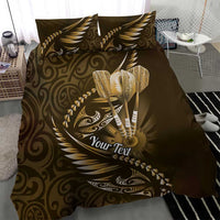Personalised All Gold New Zealand Darts Bedding Set Aoteroa Fern Maori Galaxy Style LT14 - Polynesian Pride
