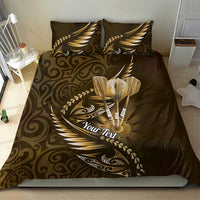 Personalised All Gold New Zealand Darts Bedding Set Aoteroa Fern Maori Galaxy Style LT14 - Polynesian Pride