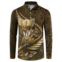 Personalised All Gold New Zealand Darts Button Sweatshirt Aoteroa Fern Maori Galaxy Style LT14 Gold - Polynesian Pride