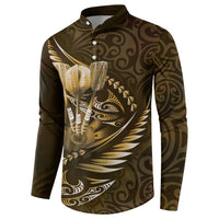 Personalised All Gold New Zealand Darts Button Sweatshirt Aoteroa Fern Maori Galaxy Style LT14 - Polynesian Pride