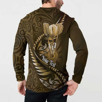 Personalised All Gold New Zealand Darts Button Sweatshirt Aoteroa Fern Maori Galaxy Style LT14 - Polynesian Pride