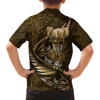 Personalised All Gold New Zealand Darts Family Matching Puletasi and Hawaiian Shirt Aoteroa Fern Maori Galaxy Style LT14 - Polynesian Pride