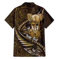 Personalised All Gold New Zealand Darts Family Matching Summer Maxi Dress and Hawaiian Shirt Aoteroa Fern Maori Galaxy Style LT14 - Polynesian Pride