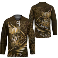 Personalised All Gold New Zealand Darts Hockey Jersey Aoteroa Fern Maori Galaxy Style LT14 - Polynesian Pride